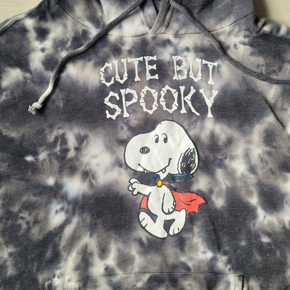 Vampire Snoopy Gray and White Tie-Dye 'Cute But Spooky' Hoodie - Picture 6 of 6